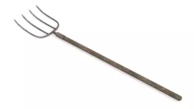 Old Rusty Pitchfork Low-poly 3D model