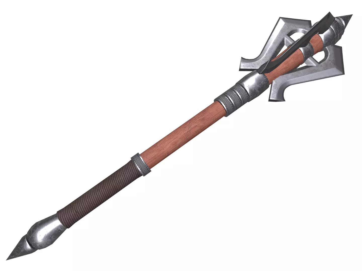 Medieval mace Low-poly 3D model_0