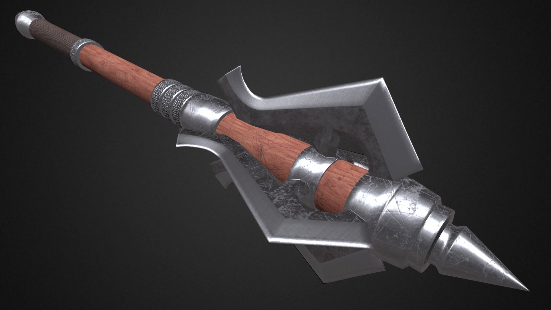 Medieval mace Low-poly 3D model_4