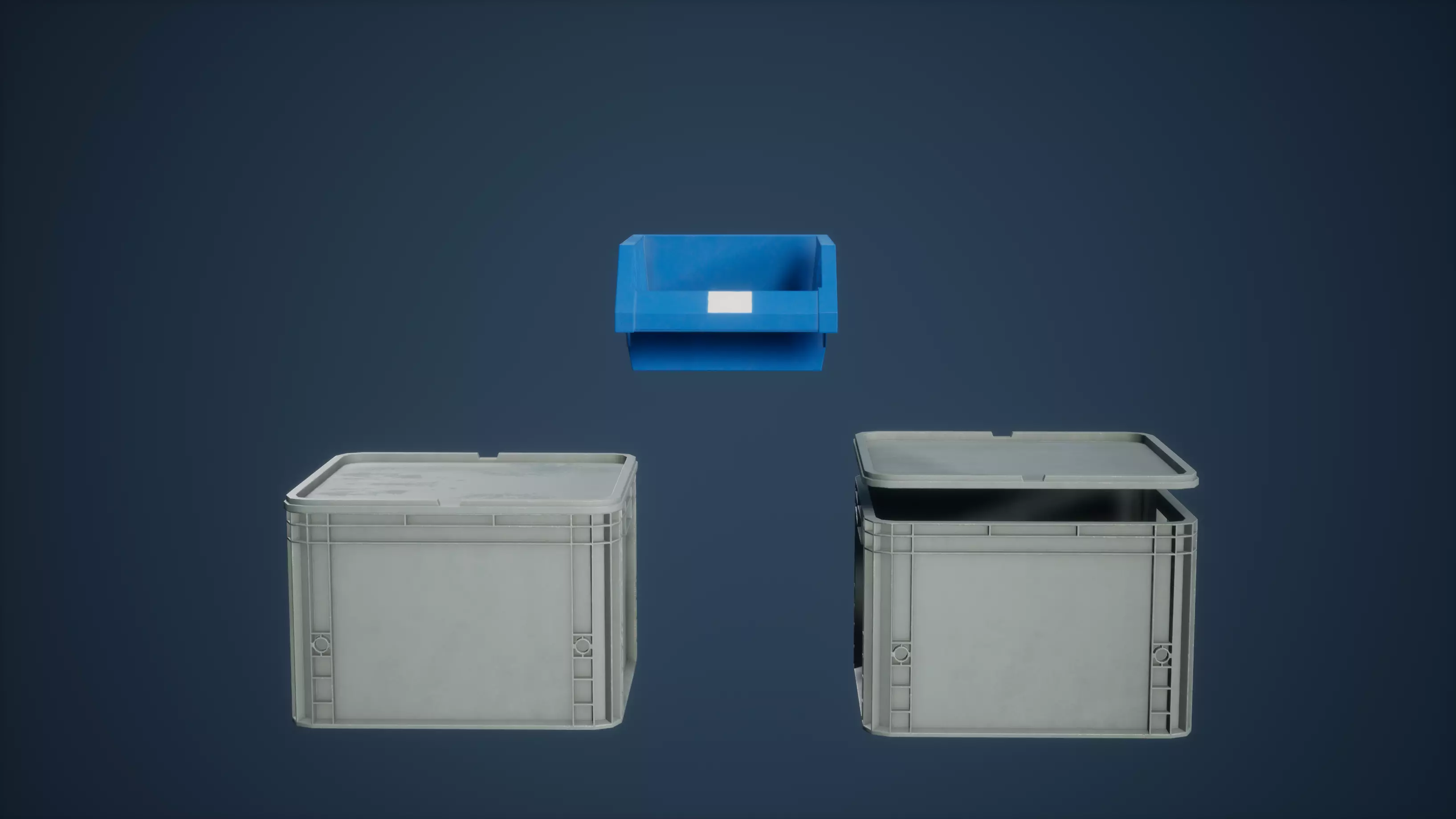 Create Game Ready plastic storage bins Low-poly 3D model