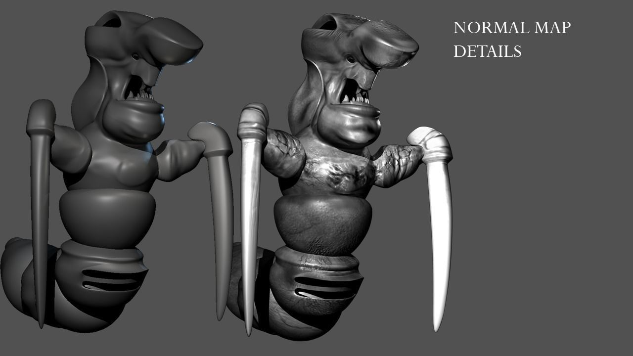 Caterpillar Monster Low-poly 3D model_3