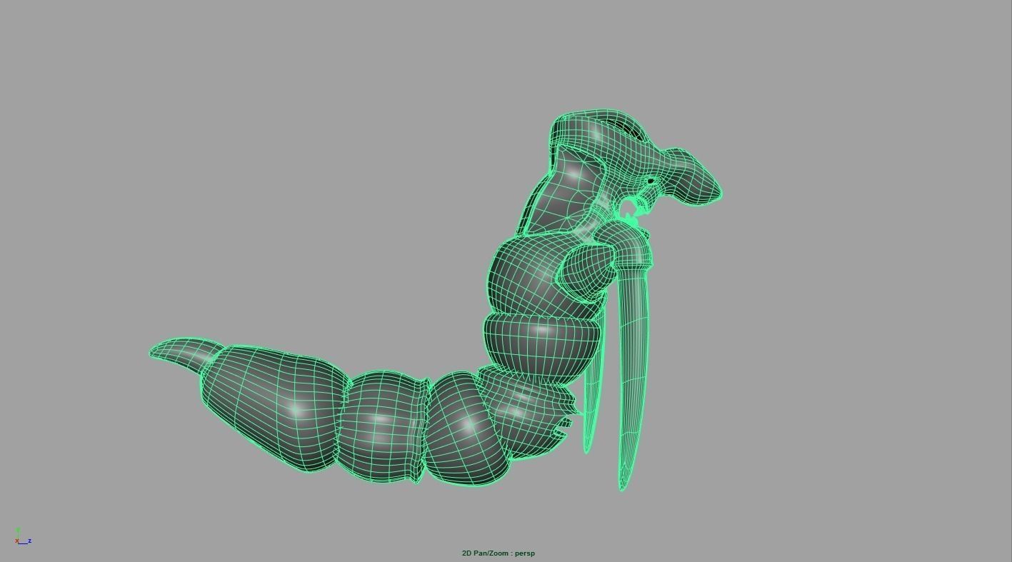 Caterpillar Monster Low-poly 3D model_5