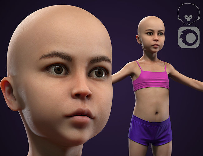 Little girl Low-poly 3D model