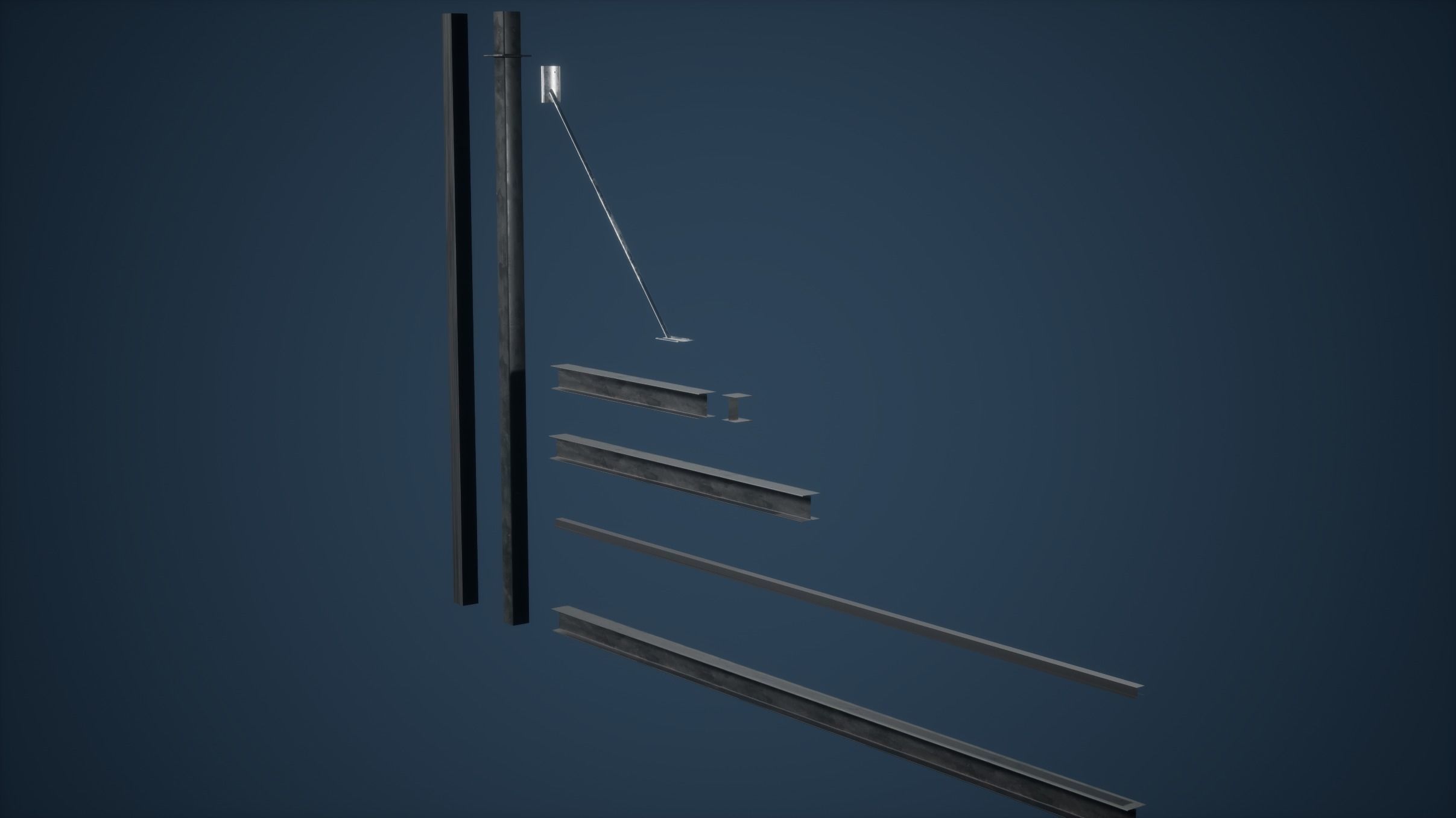 Construction Set Game Ready of concrete blocks Low-poly 3D model_4