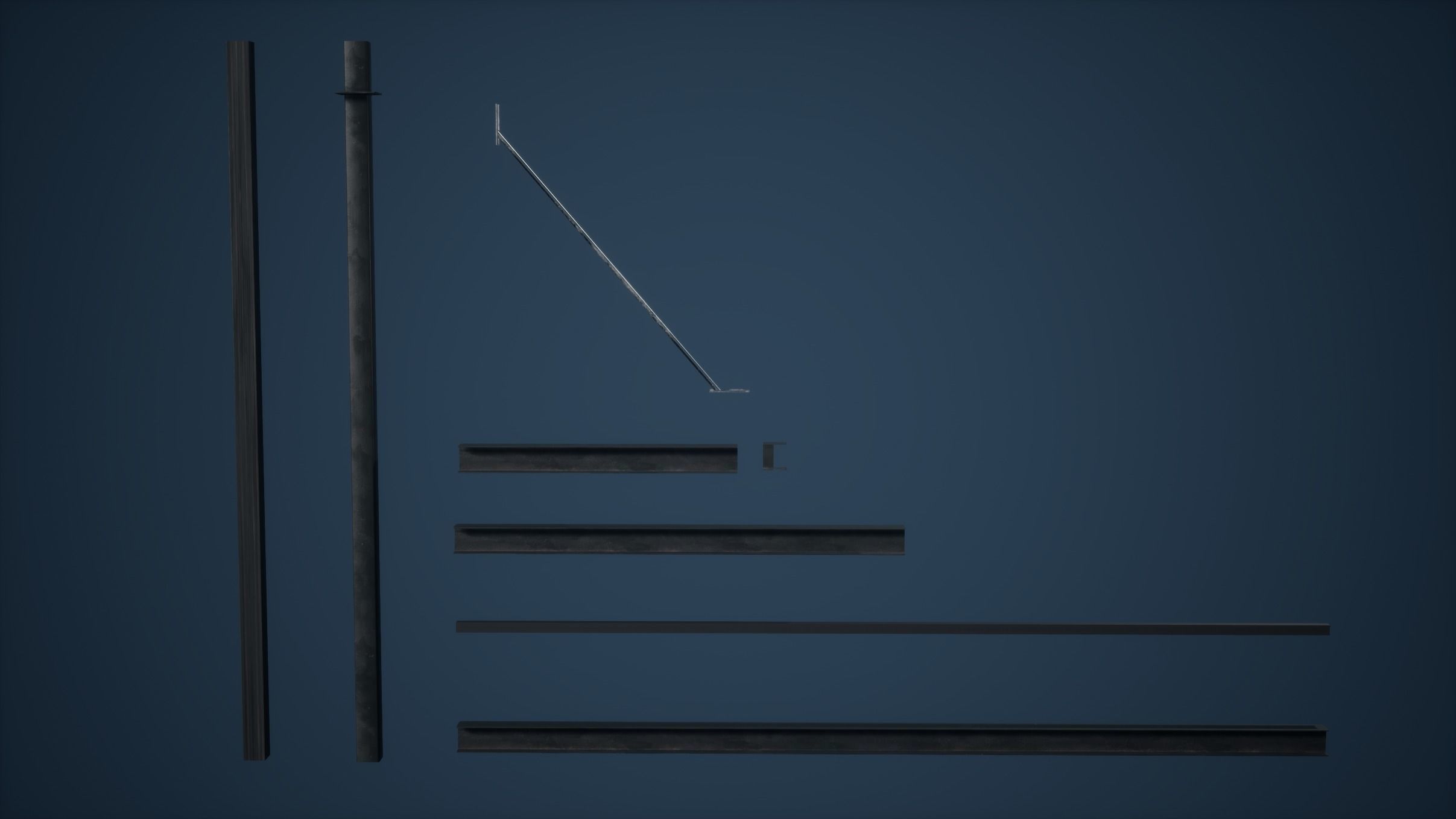 Construction Set Game Ready of concrete blocks Low-poly 3D model_3