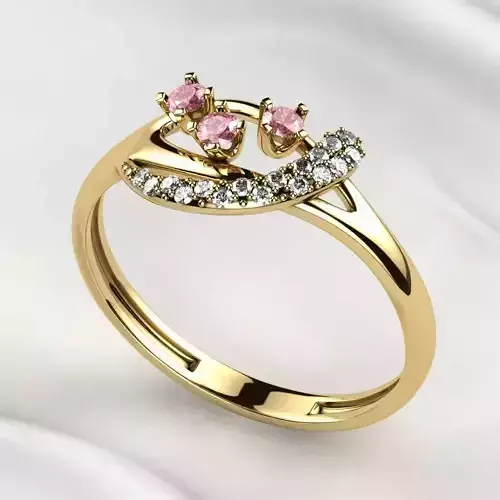 Pink Sapphires Fashion Gold Ring
