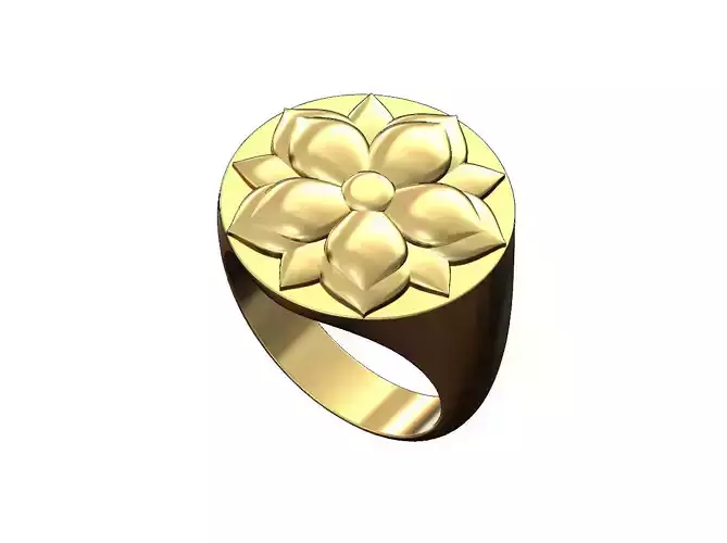 Oriental flowe large 21mm round statement ring