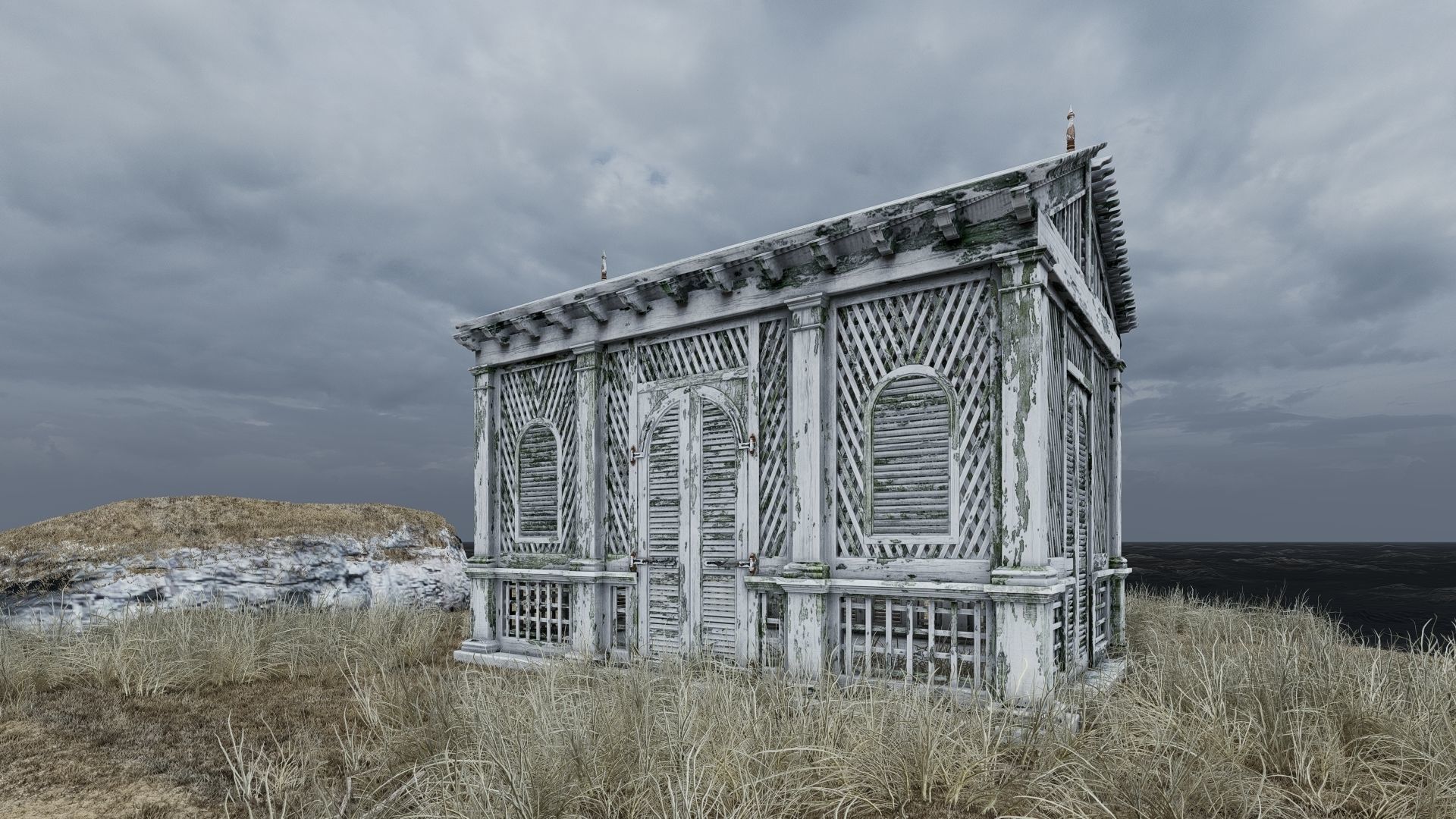 Ruin Cabin Low-poly 3D model_1