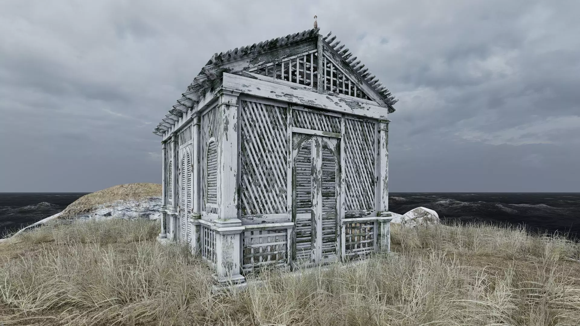 Ruin Cabin Low-poly 3D model_0