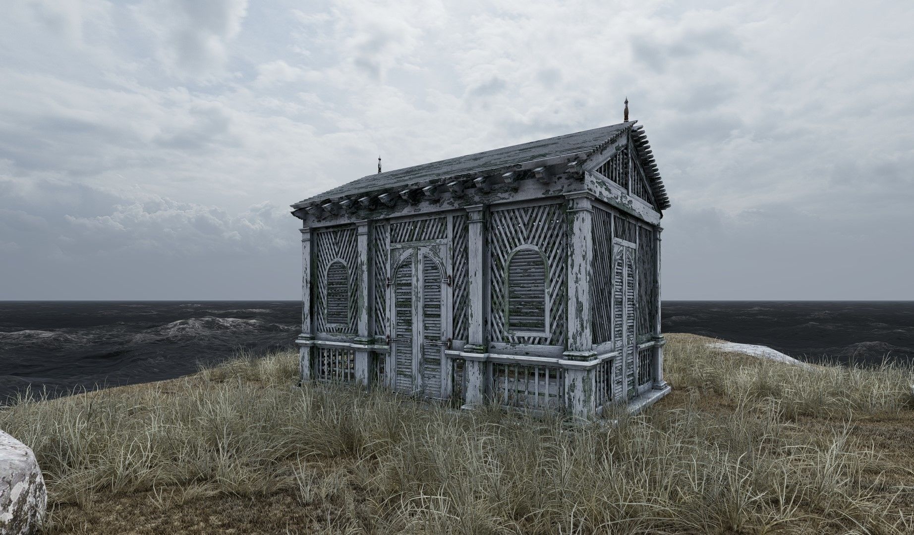 Ruin Cabin Low-poly 3D model_2
