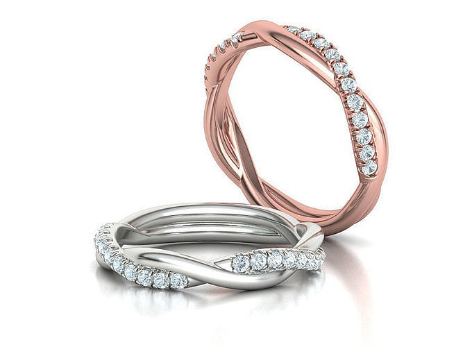 Crossover Diamond Wedding band printable 3dmodel 3D print model