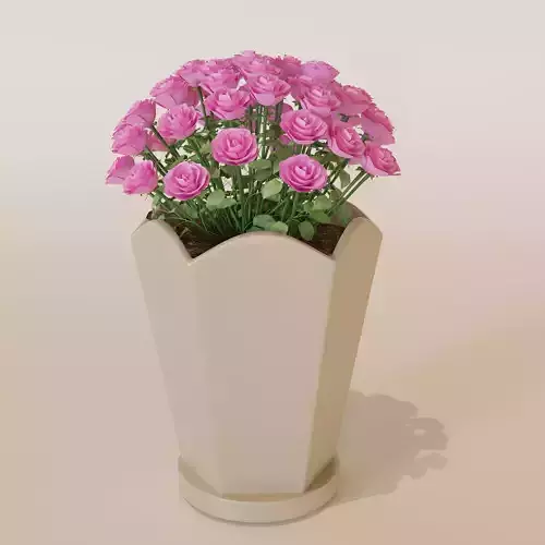 vase 3d model roses in pot