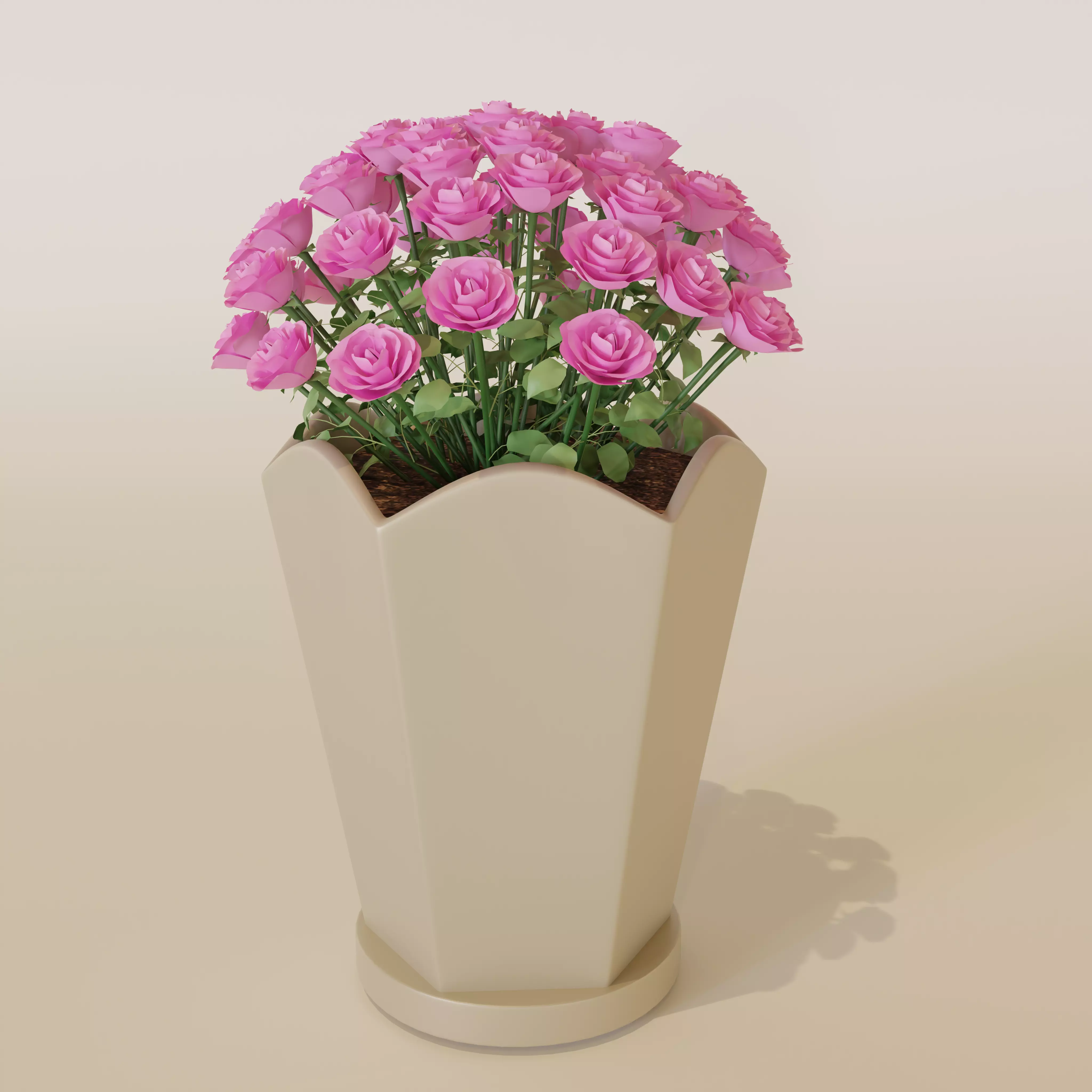 vase 3d model roses in pot 3D model_0