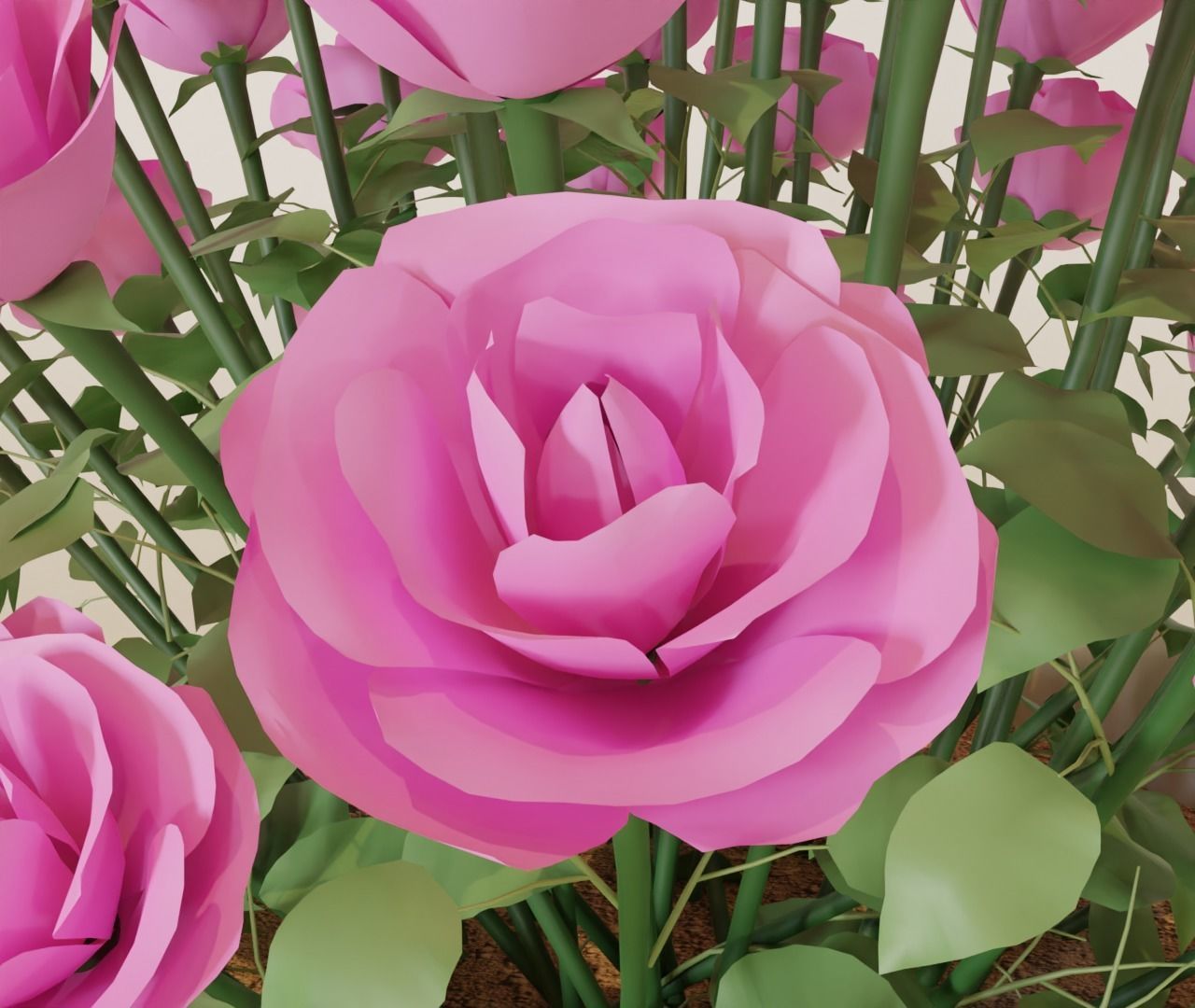 vase 3d model roses in pot 3D model_2