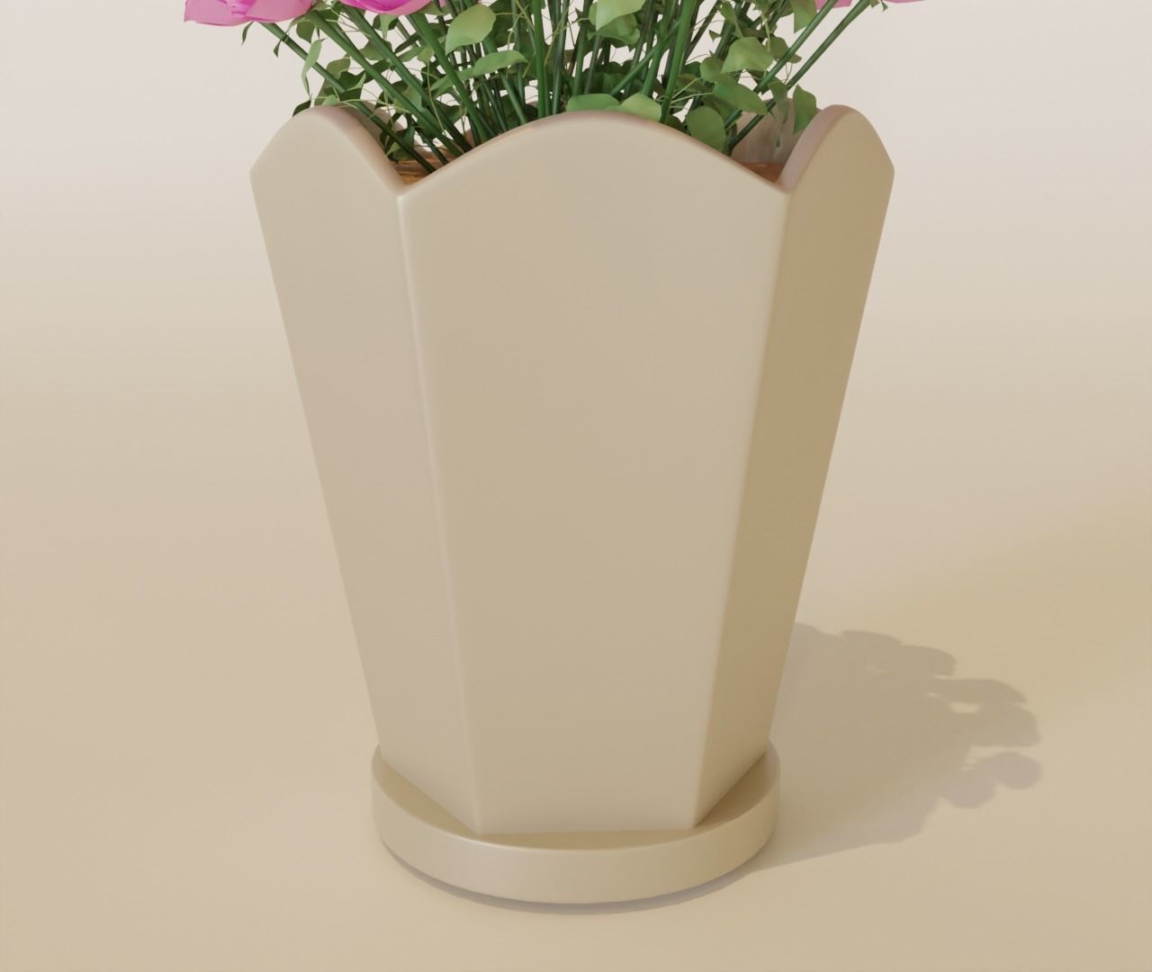 vase 3d model roses in pot 3D model_3