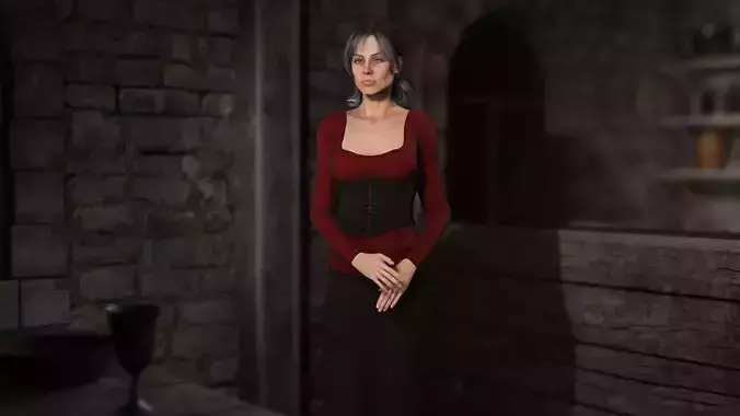 Fantasy Tavern Wench 01 - Fantasy Clothing Low-poly 3D model