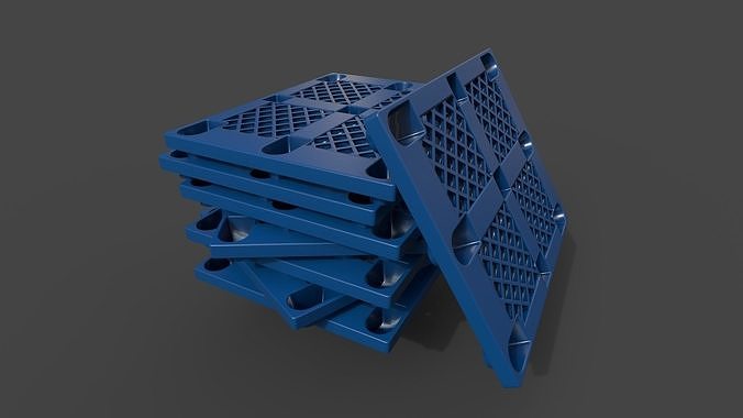 Pallet stack of plastic pallets 3D model
