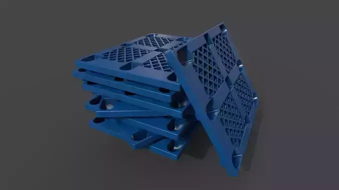 Pallet stack of plastic pallets 3D model