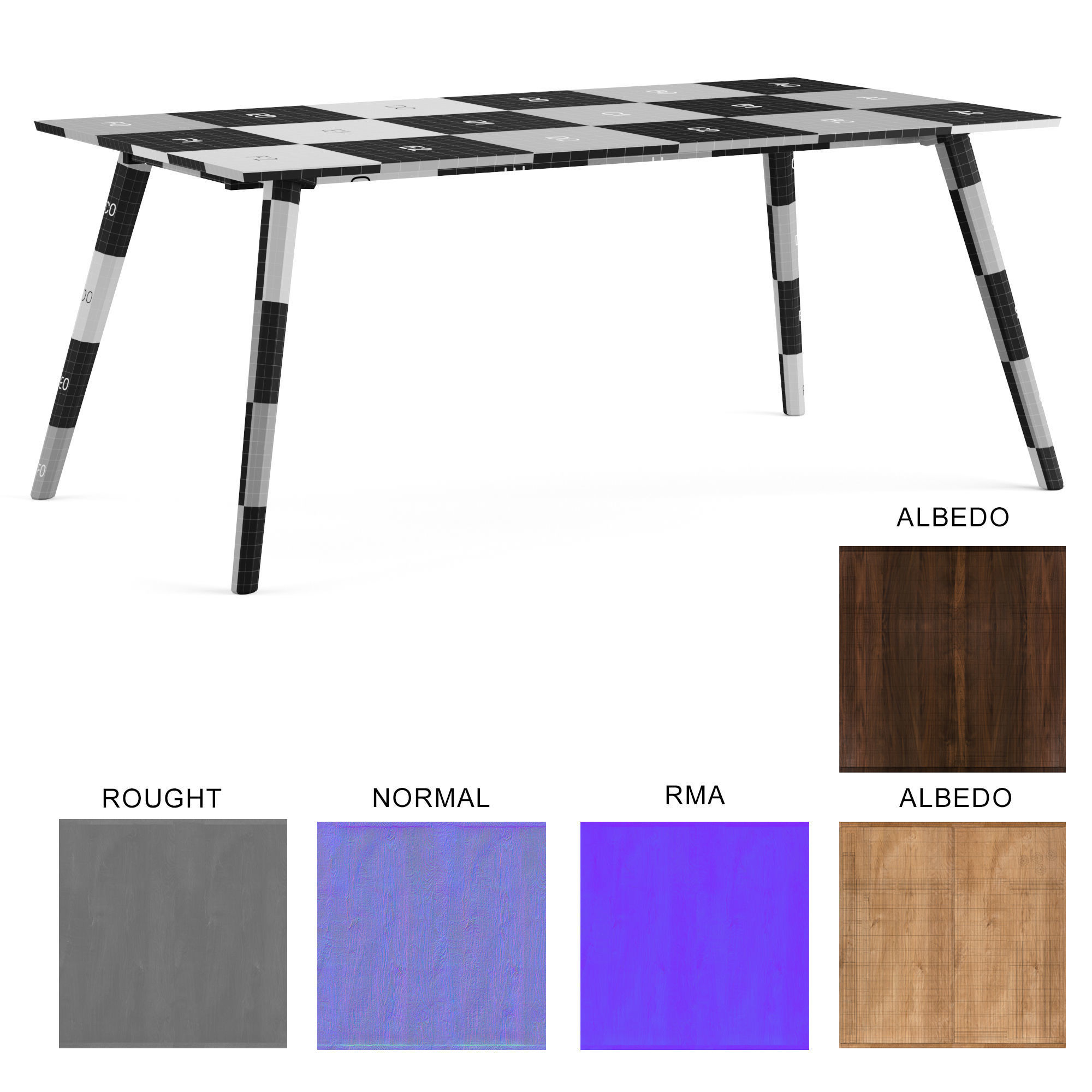 SENO Table for 6 Low-poly 3D model_6