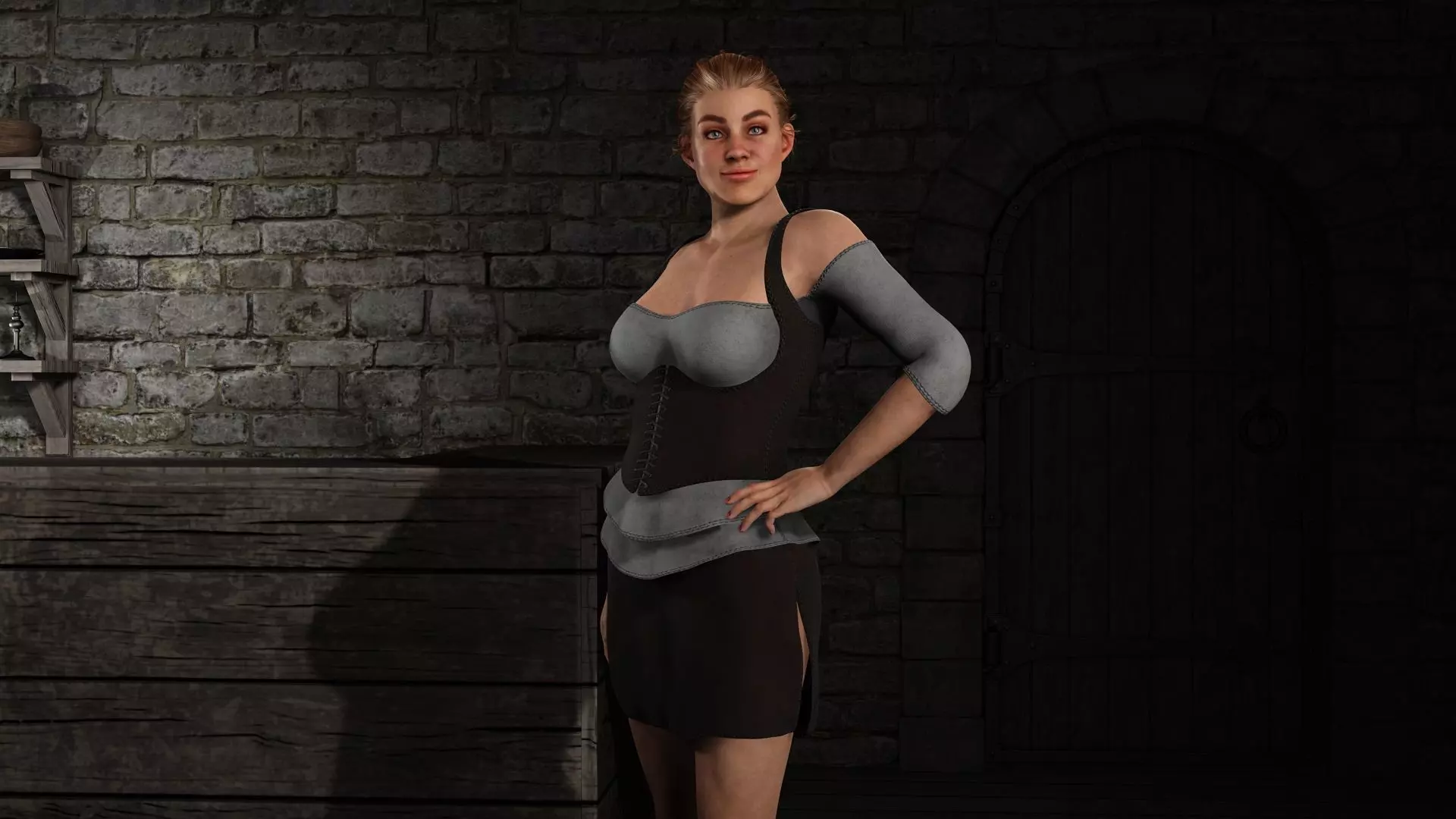 Fantasy Tavern Wench 02 - Fantasy Clothing Low-poly 3D model_0