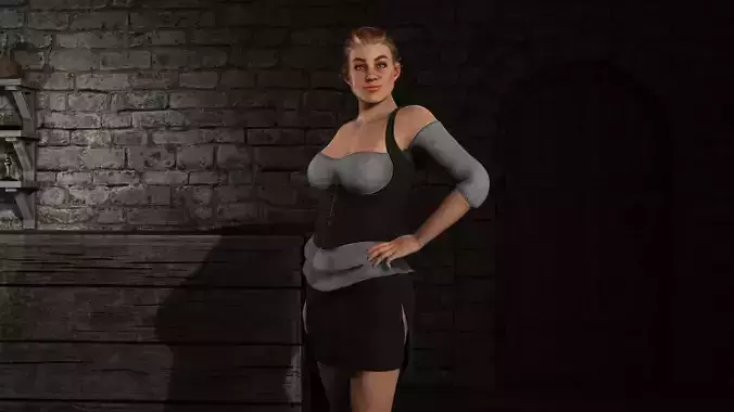 Fantasy Tavern Wench 02 - Fantasy Clothing Low-poly 3D model