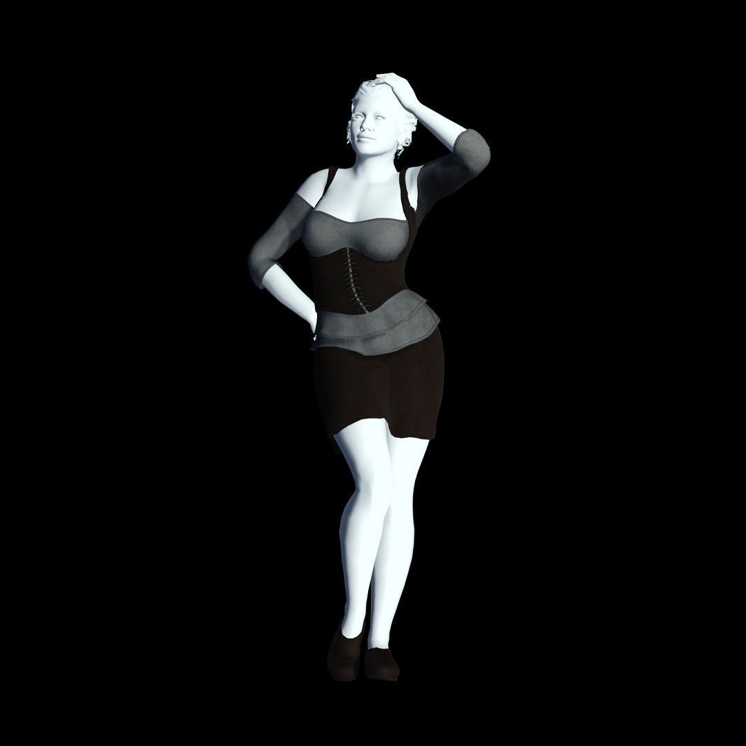 Fantasy Tavern Wench 02 - Fantasy Clothing Low-poly 3D model_5