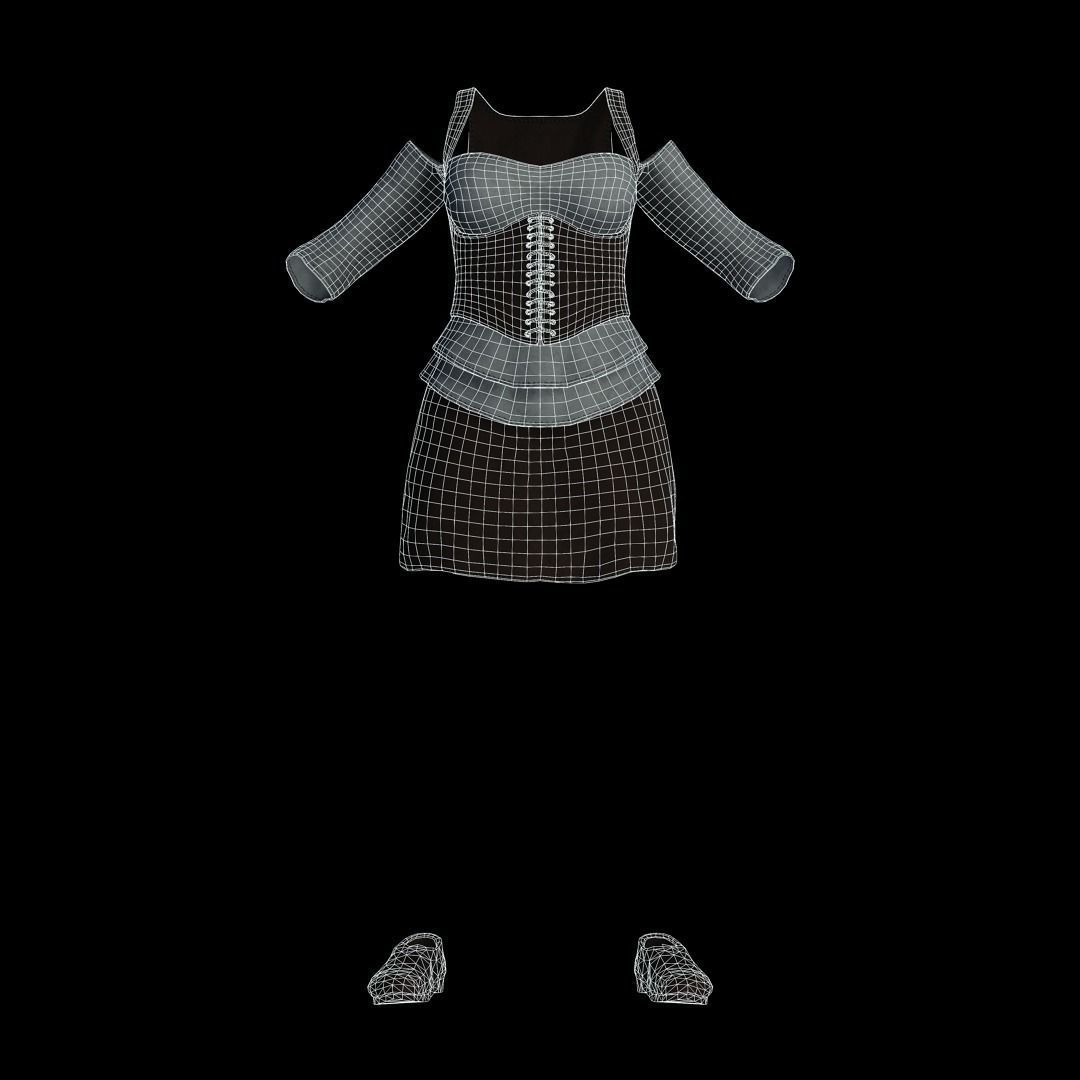 Fantasy Tavern Wench 02 - Fantasy Clothing Low-poly 3D model_8
