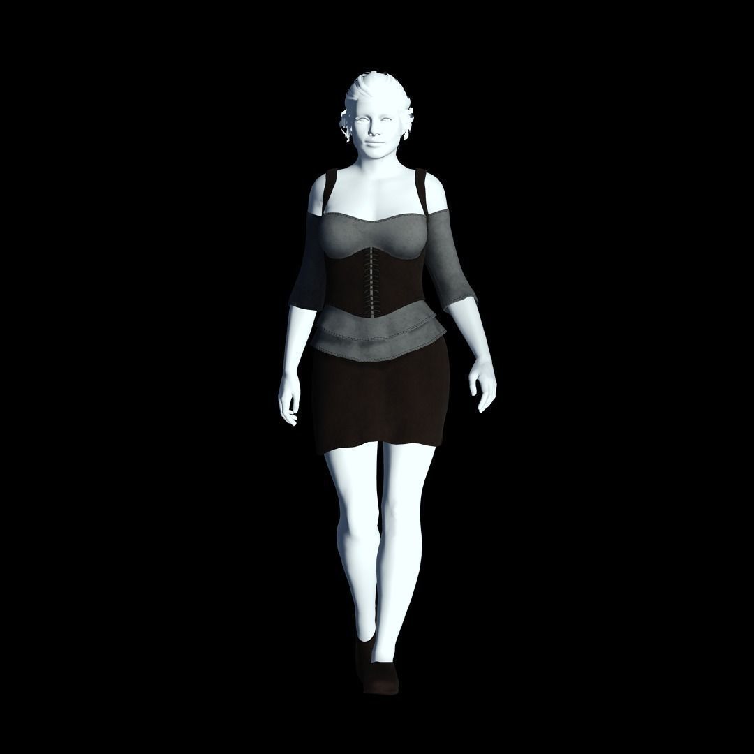 Fantasy Tavern Wench 02 - Fantasy Clothing Low-poly 3D model_3
