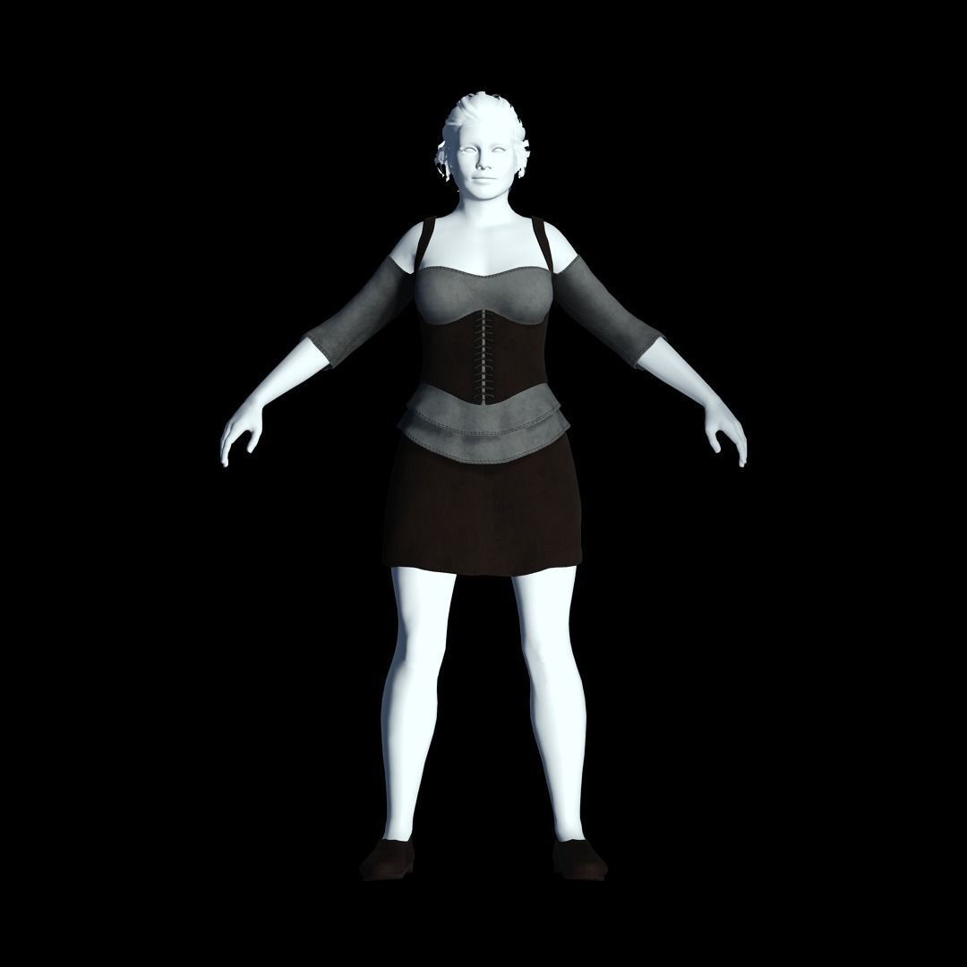 Fantasy Tavern Wench 02 - Fantasy Clothing Low-poly 3D model_7