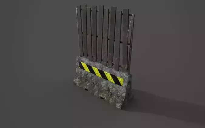 Concrete barrier  Low-poly 3D model