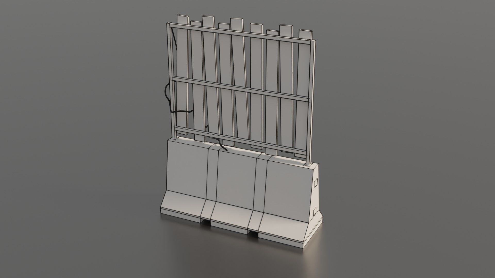 Concrete barrier  Low-poly 3D model_10