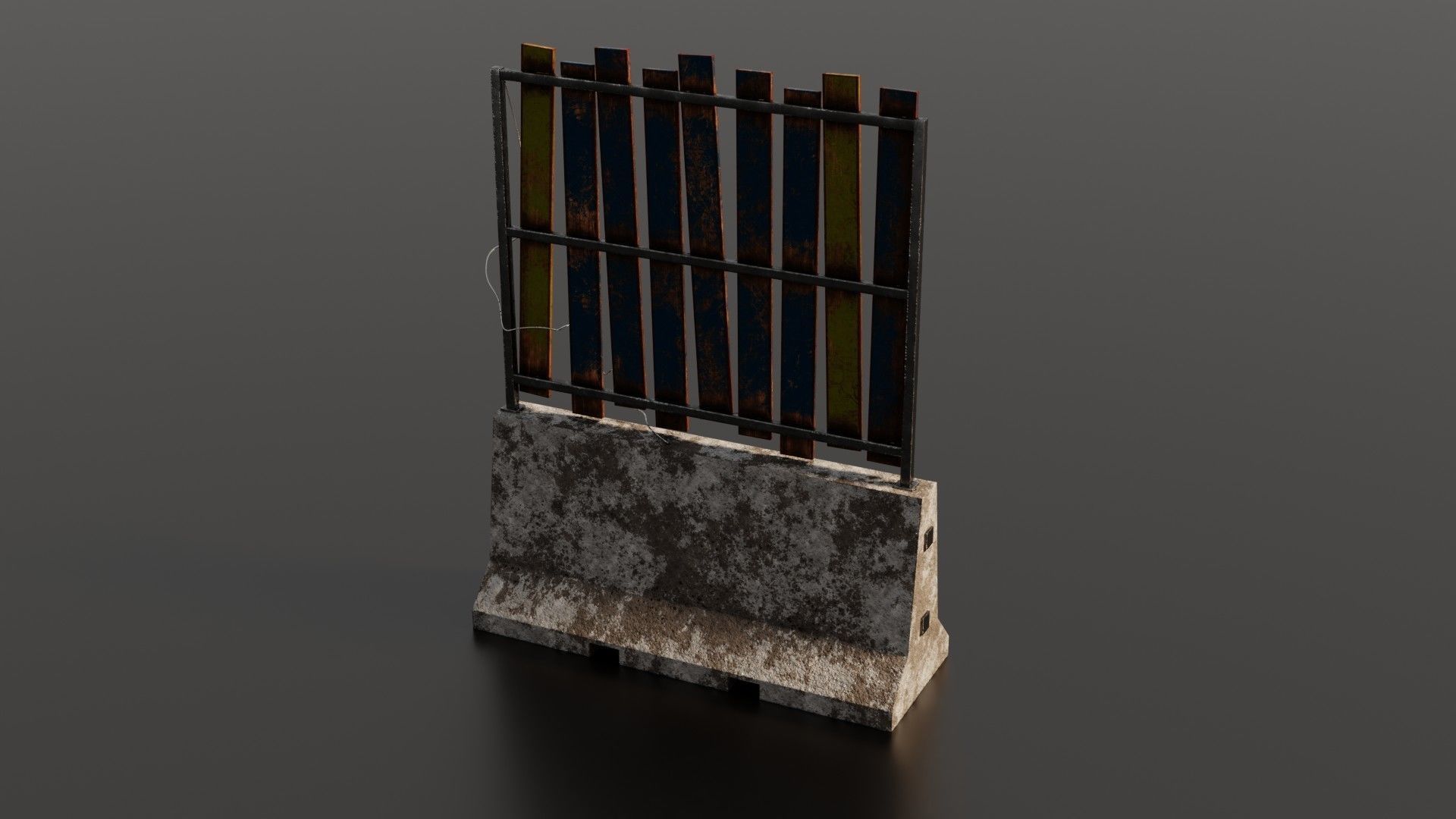 Concrete barrier  Low-poly 3D model_2