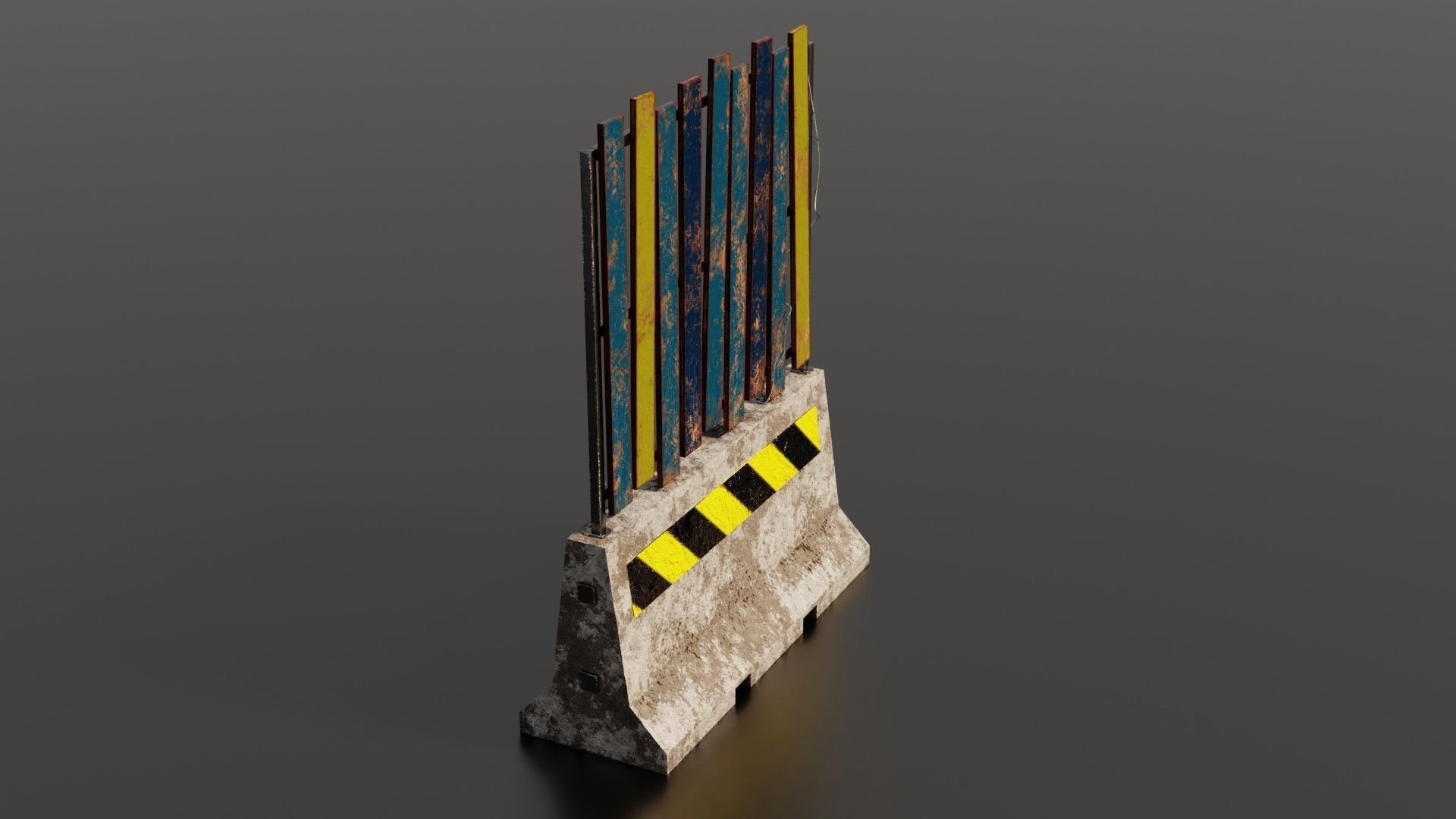 Concrete barrier  Low-poly 3D model_24