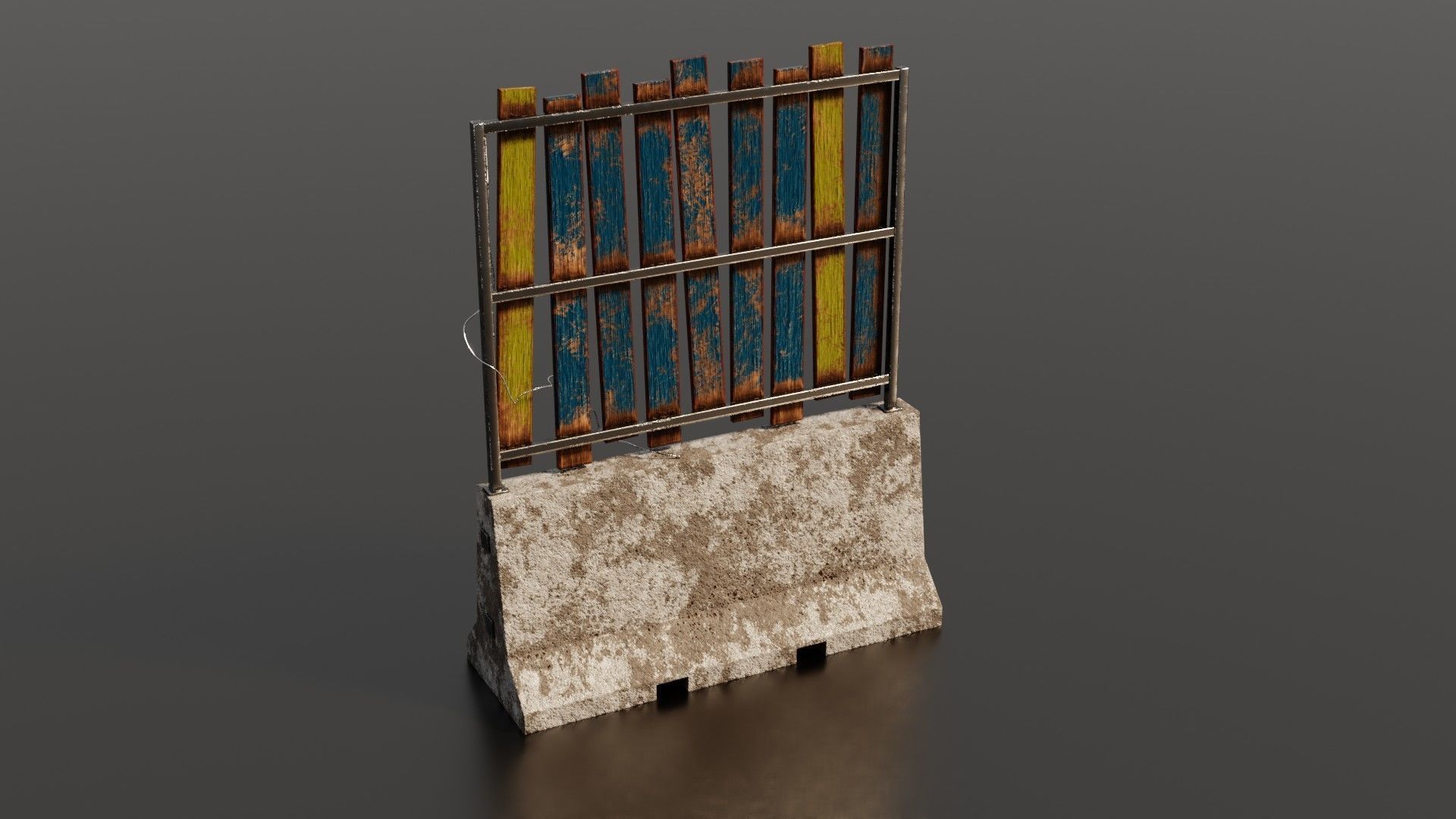 Concrete barrier  Low-poly 3D model_30