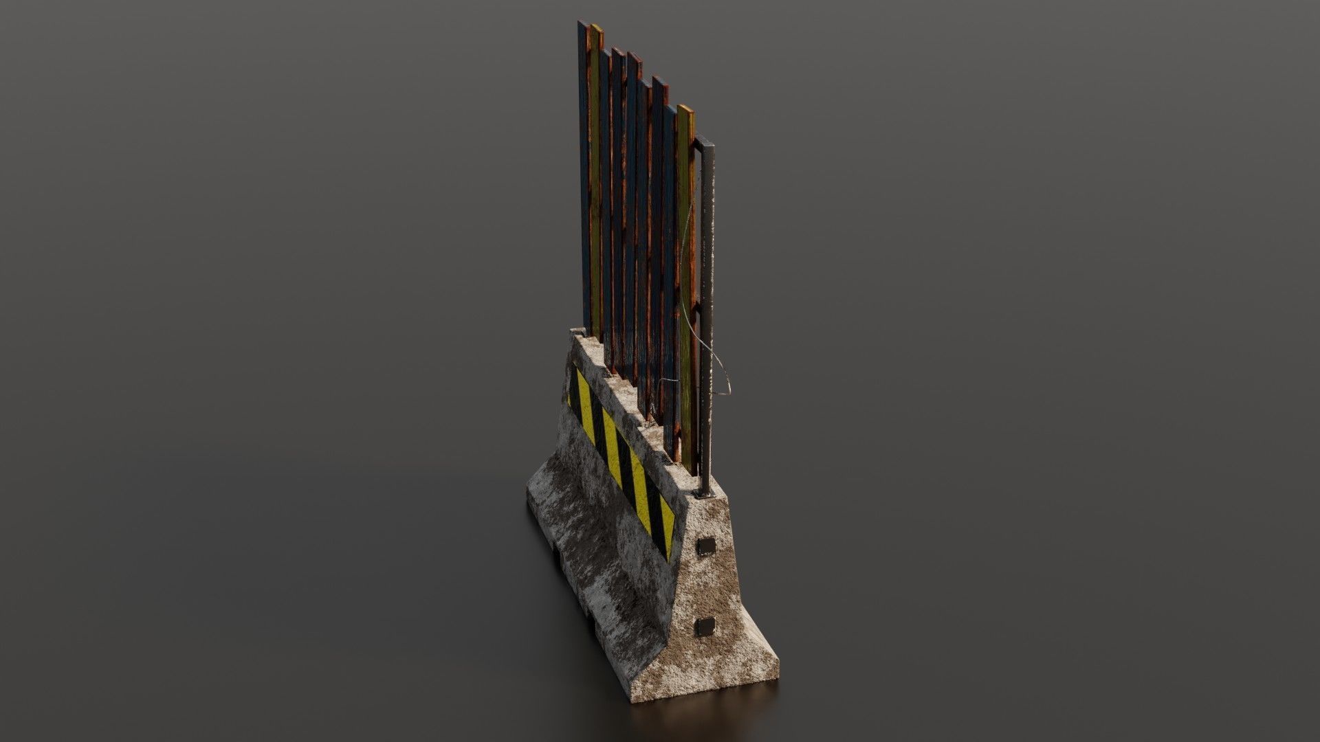 Concrete barrier  Low-poly 3D model_33