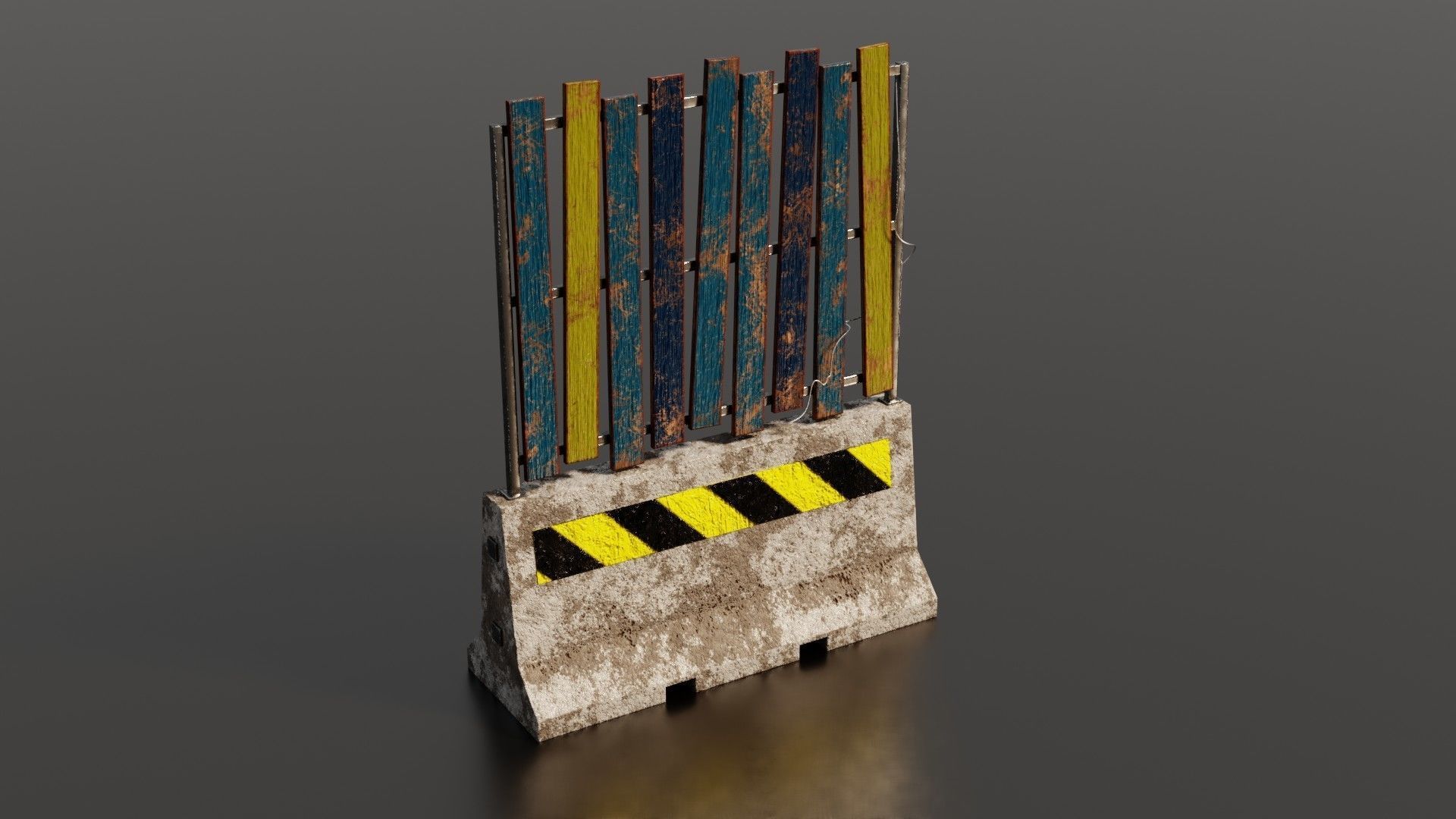 Concrete barrier  Low-poly 3D model_38