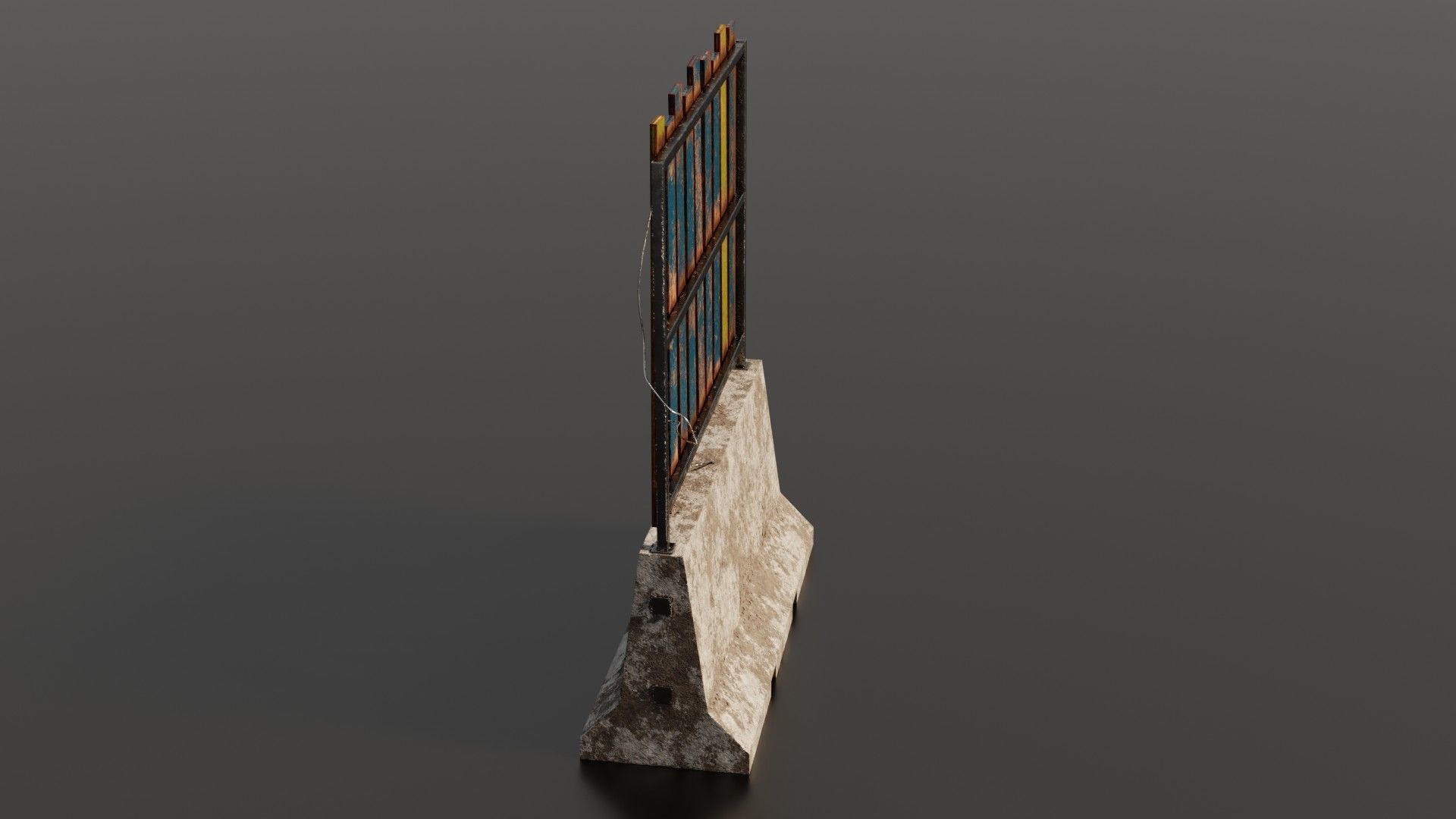 Concrete barrier  Low-poly 3D model_32