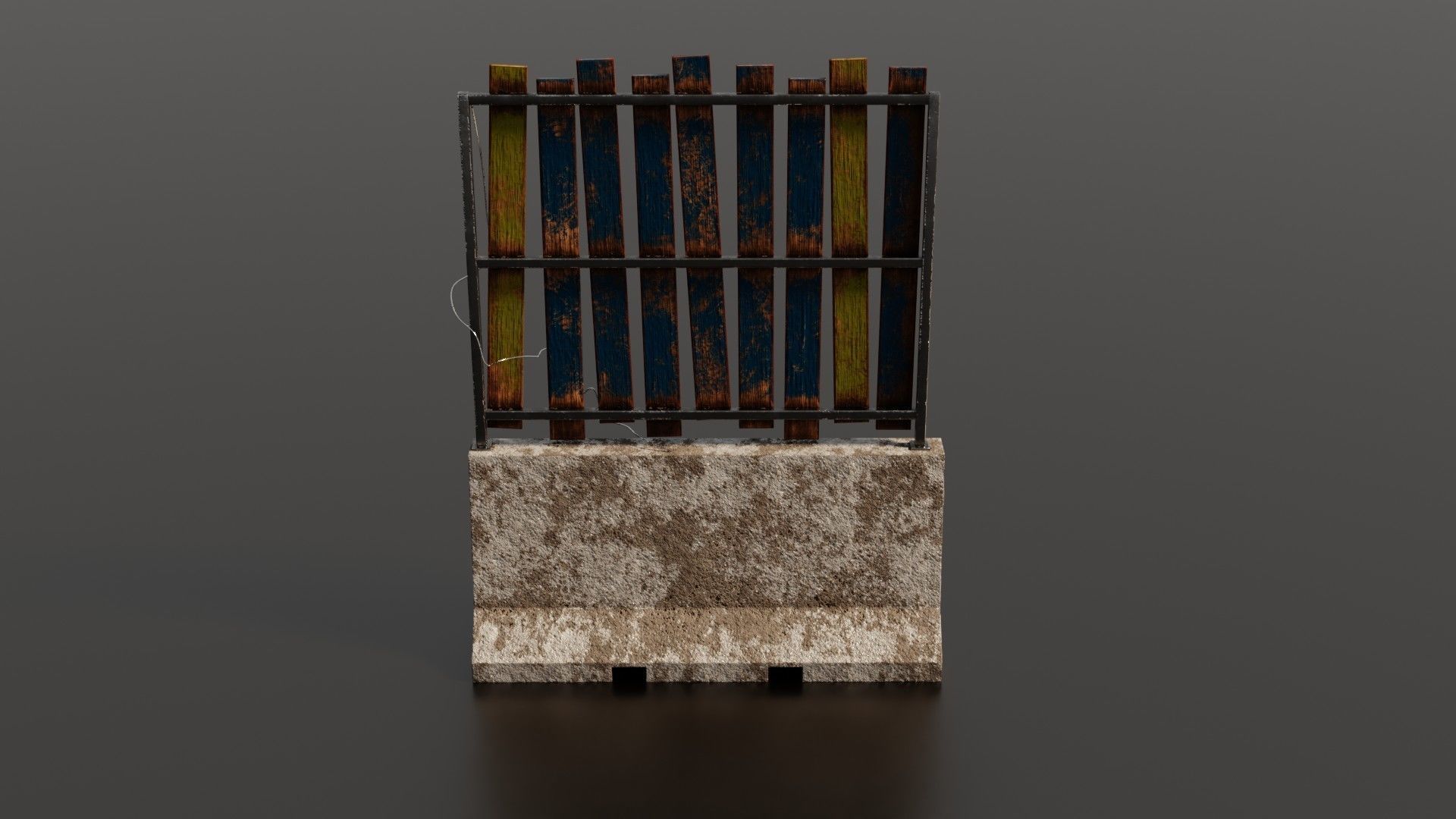 Concrete barrier  Low-poly 3D model_29