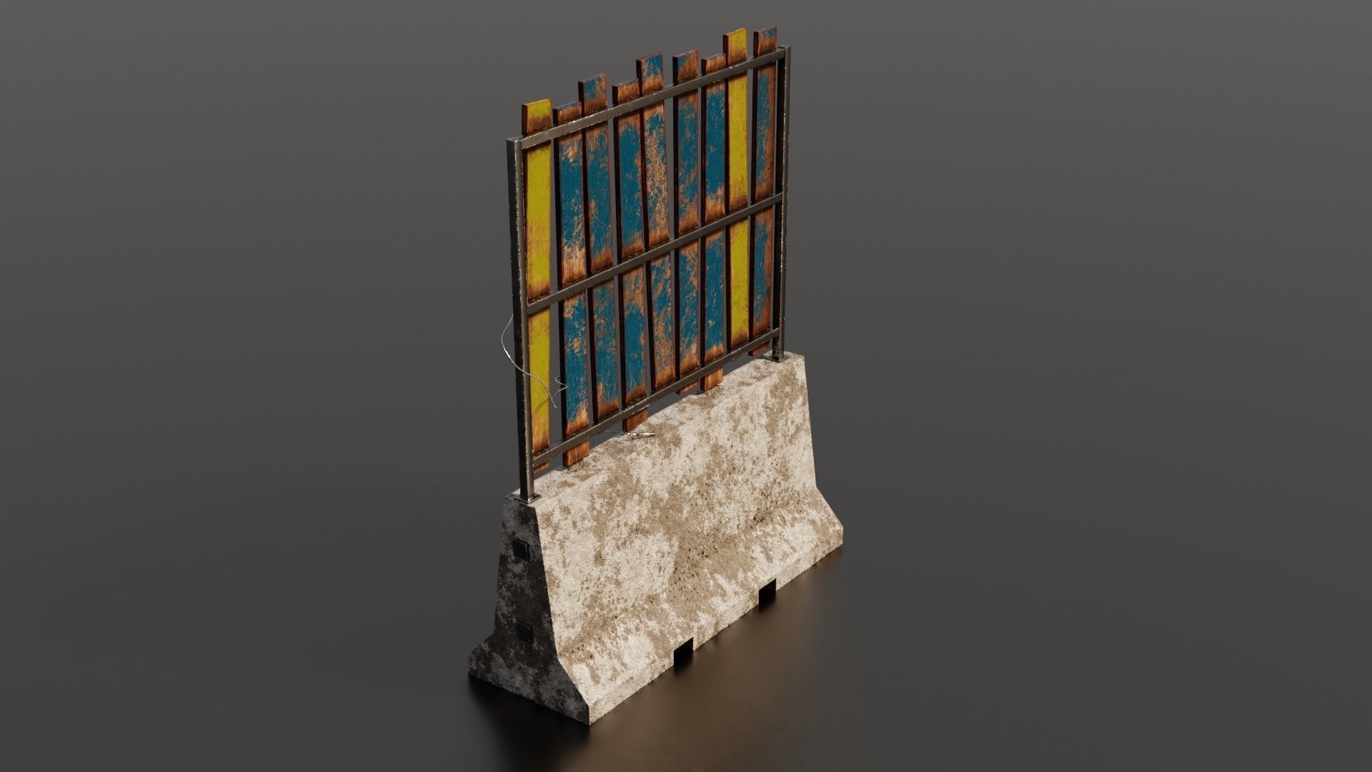 Concrete barrier  Low-poly 3D model_31