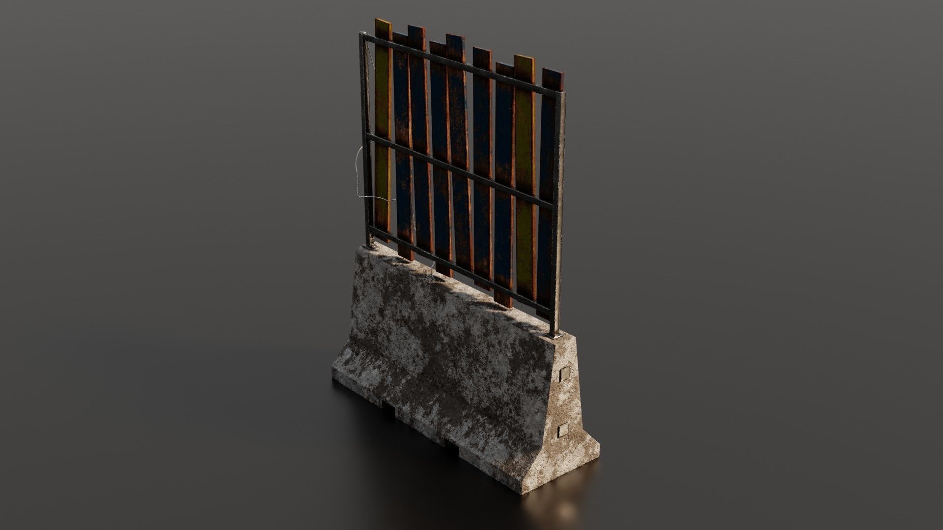 Concrete barrier  Low-poly 3D model_28