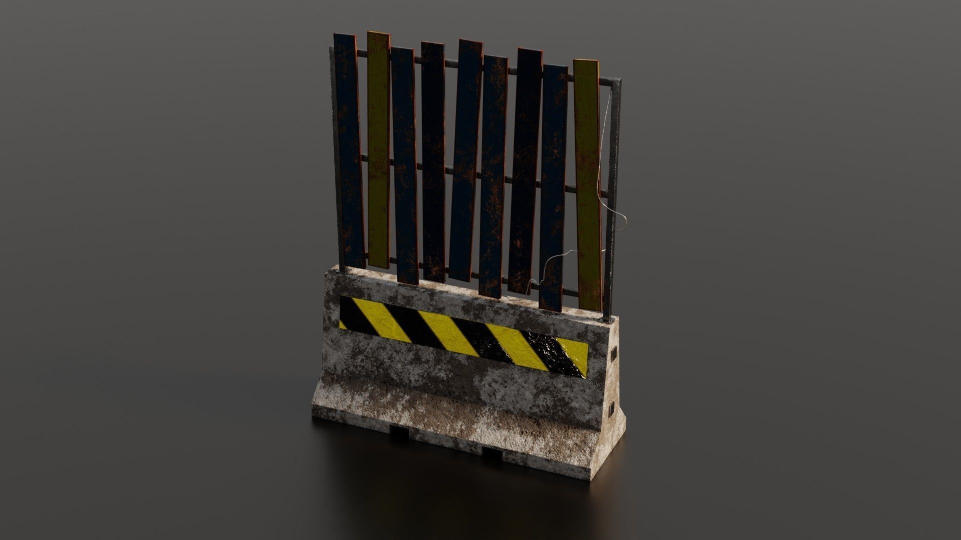 Concrete barrier  Low-poly 3D model_35