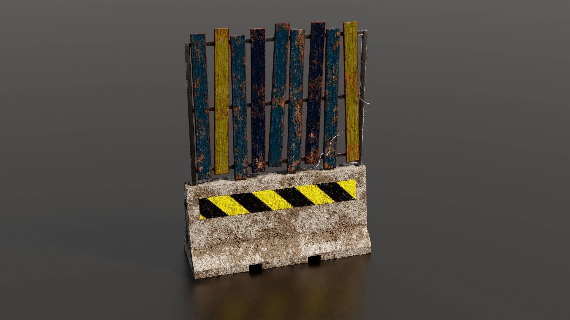 Concrete barrier  Low-poly 3D model_37
