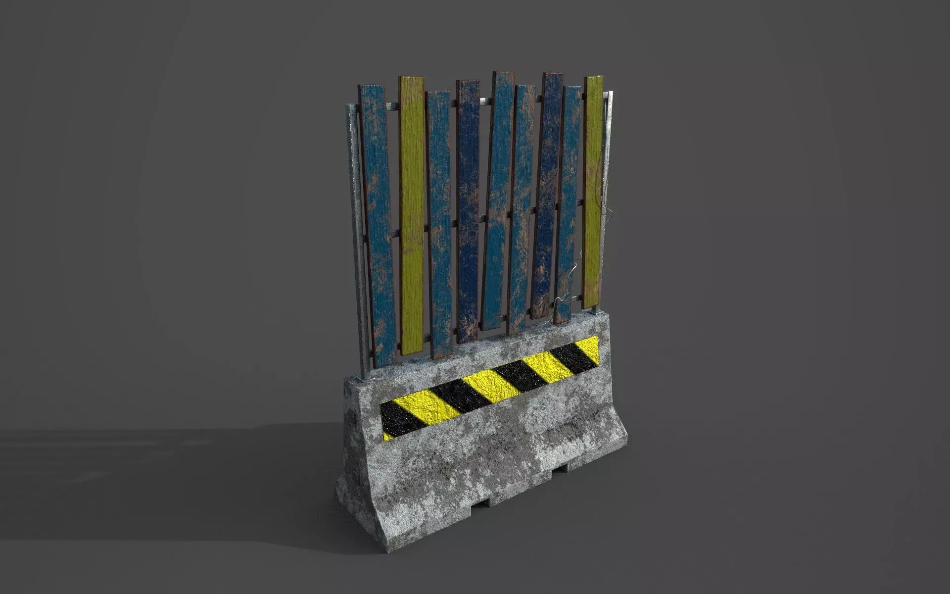 Concrete barrier  Low-poly 3D model_0