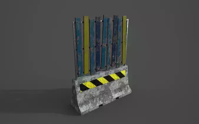 Concrete barrier  Low-poly 3D model