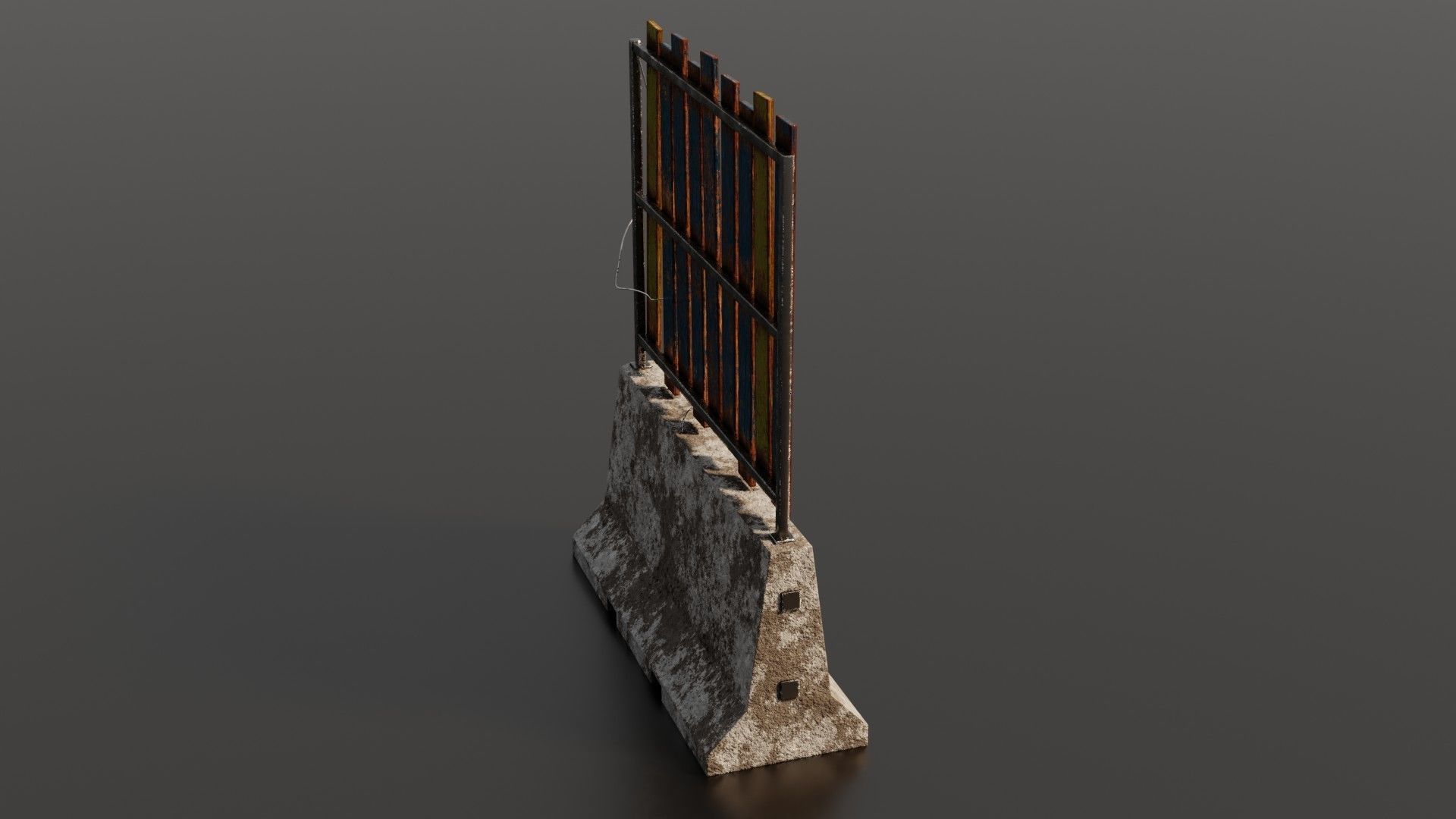 Concrete barrier  Low-poly 3D model_27