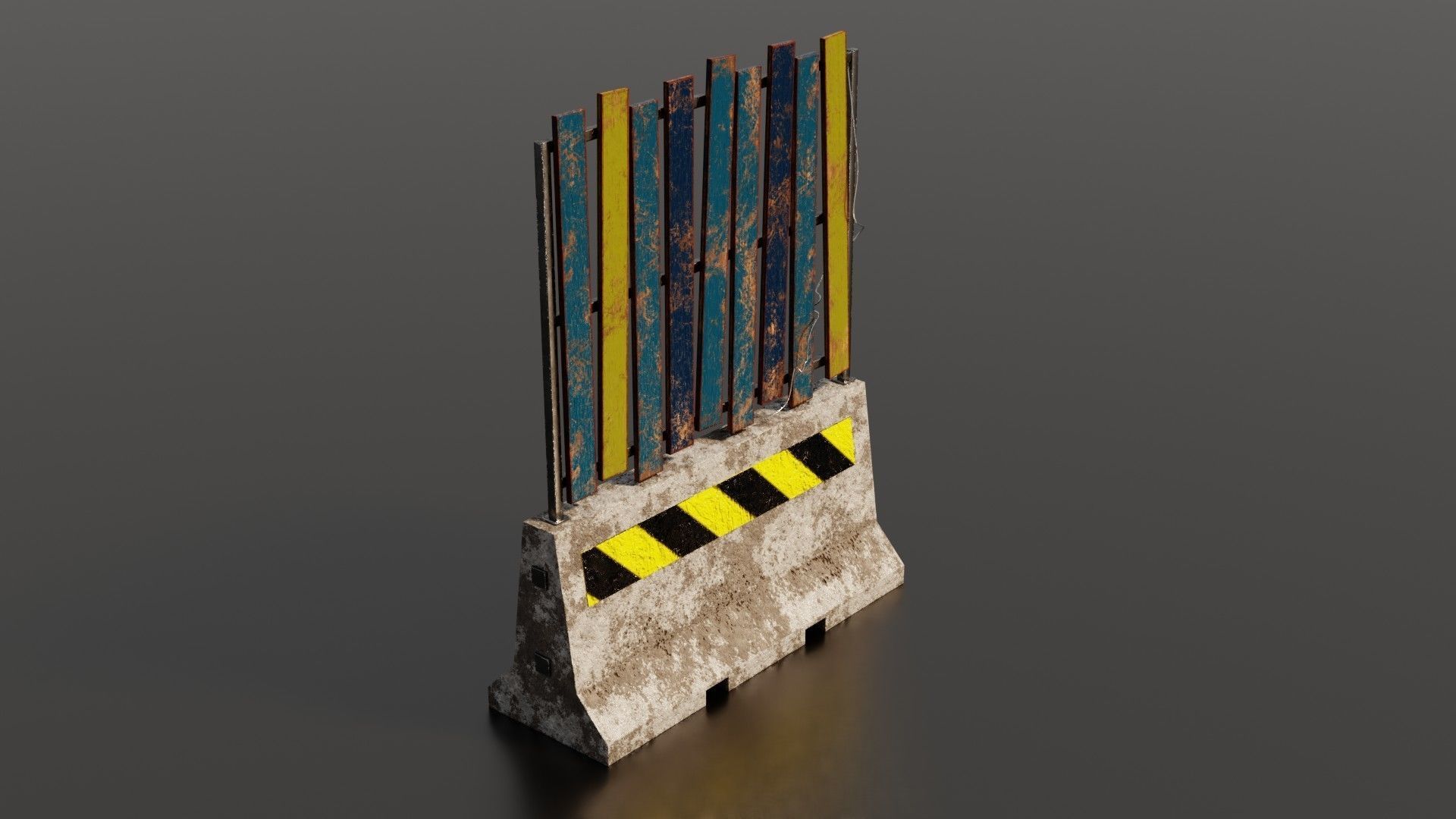 Concrete barrier  Low-poly 3D model_40