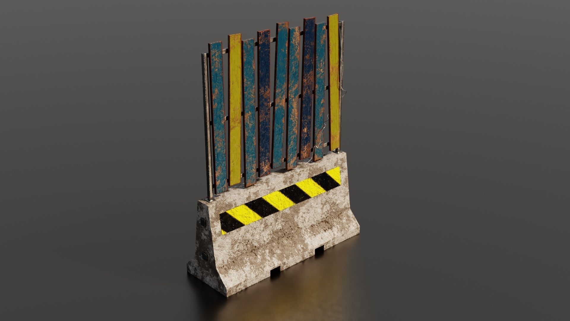 Concrete barrier  Low-poly 3D model_39