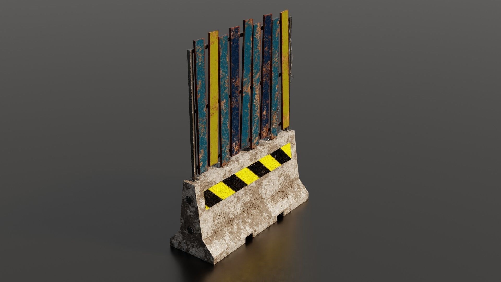 Concrete barrier  Low-poly 3D model_1