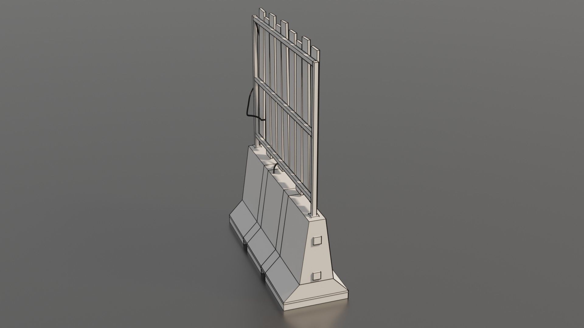 Concrete barrier  Low-poly 3D model_8