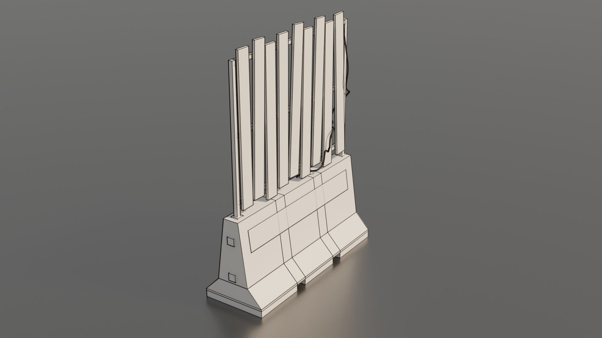 Concrete barrier  Low-poly 3D model_4